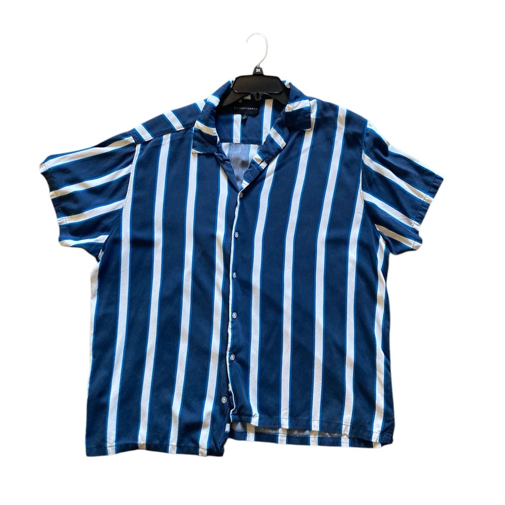 Blue/White No Boundaries Button Up Polo